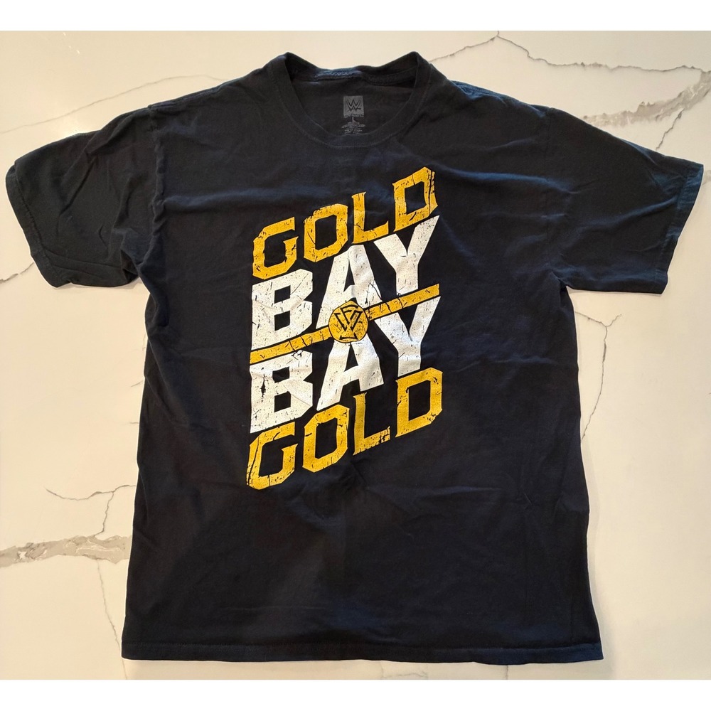 WWE Adam‎ Cole Gold Bay Bay Gold Shirt Mens Large Black Undisputed Era Wrestling